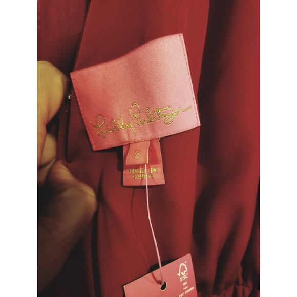 Lilly Pulitzer Marleen Cotton Silk Halter Midi Dress Poinsettia Red Nwt Size 2 - Picture 14 of 16